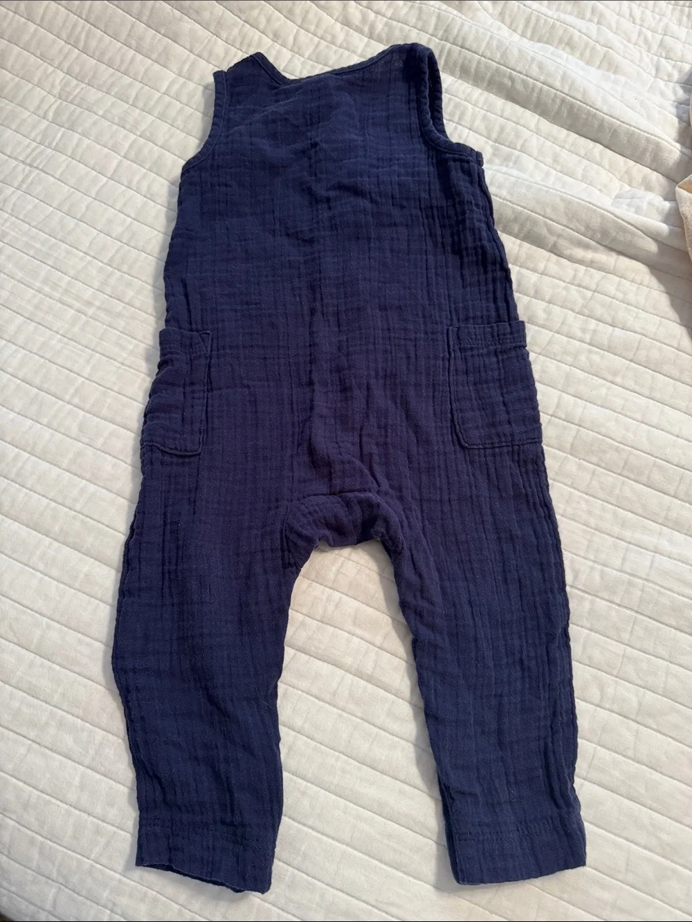 Old Navy Navy Sleeveless Cotton Gauze Romper with Pockets